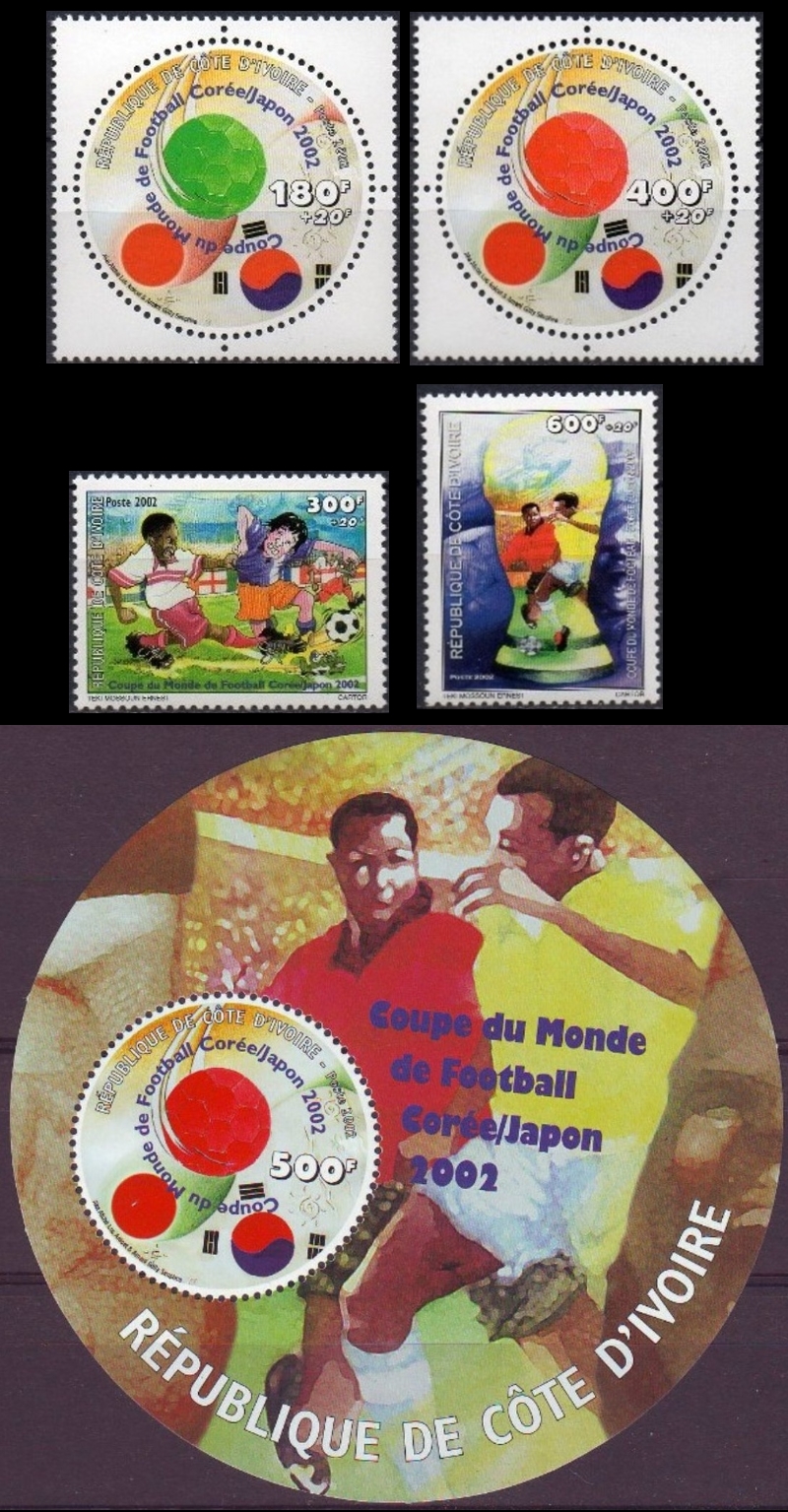 Ivory Coast 2002 World Cup Soccer Korea Japan Scott 1109-1113 Ivory Coast 2002 World Cup Soccer Korea Japan Scott 1109-1113