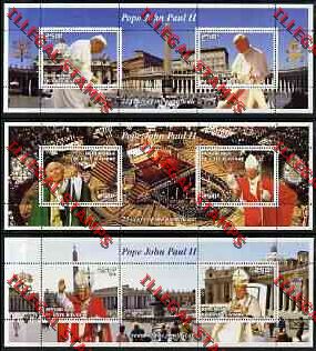Ivory Coast 2003 Pope John Paul II Pontificate Illegal Stamp Miniature Sheets of Two Ivory coast 2003 Pope John Paul II Pontificate Illegal Stamp Miniature Sheets of Two