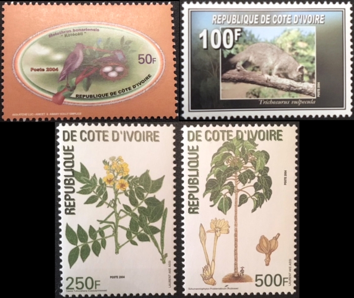 Ivory Coast 2004 Fauna and Flora Scott 1135-1138 Ivory Coast 2004 Fauna and Flora Scott 1135-1138