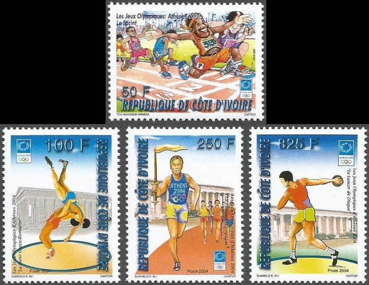 Ivory Coast 2004 Summer Olympic Games (Athens) Scott 1128-1131 Ivory Coast 2004 Summer Olympic Games (Athens) Scott 1128-1131