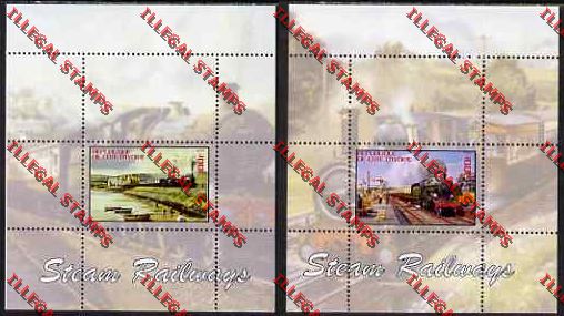 Ivory coast 2004 Trains Steam Railways Illegal Stamp Souvenir Sheets Ivory coast 2004 Trains Steam Railways Illegal Stamp Souvenir Sheets
