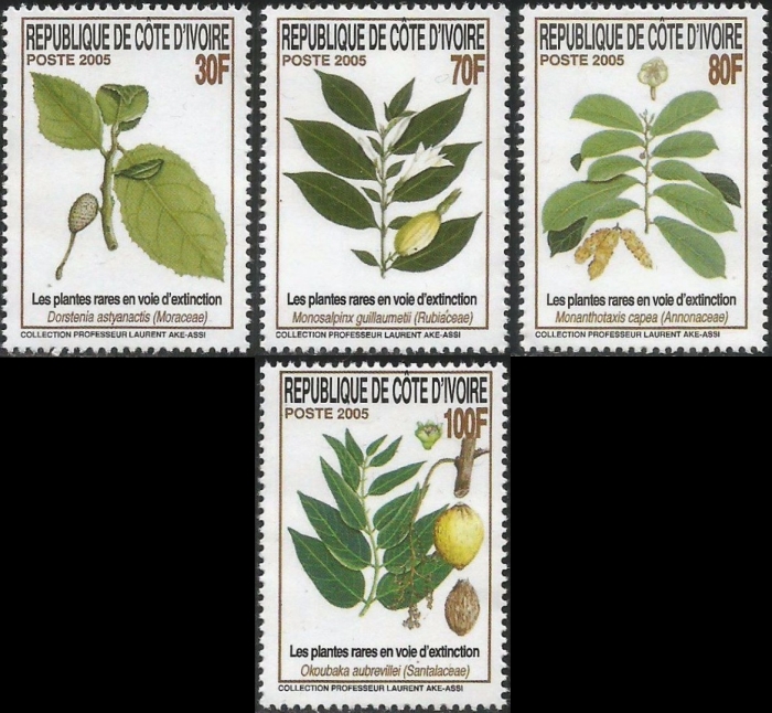 Ivory Coast 2005 Endangered Flora Scott 1170-1173 Ivory Coast 2005 Endangered Flora Scott 1170-1173