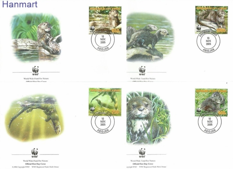 Ivory Coast 2005 WWF Otters First Day Covers Ivory Coast 2005 WWF Otters First Day Covers