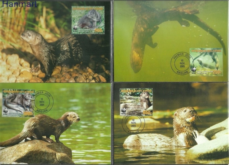 Ivory Coast 2005 WWF Otters Maxi-cards Ivory Coast 2005 WWF Otters Maxi-cards