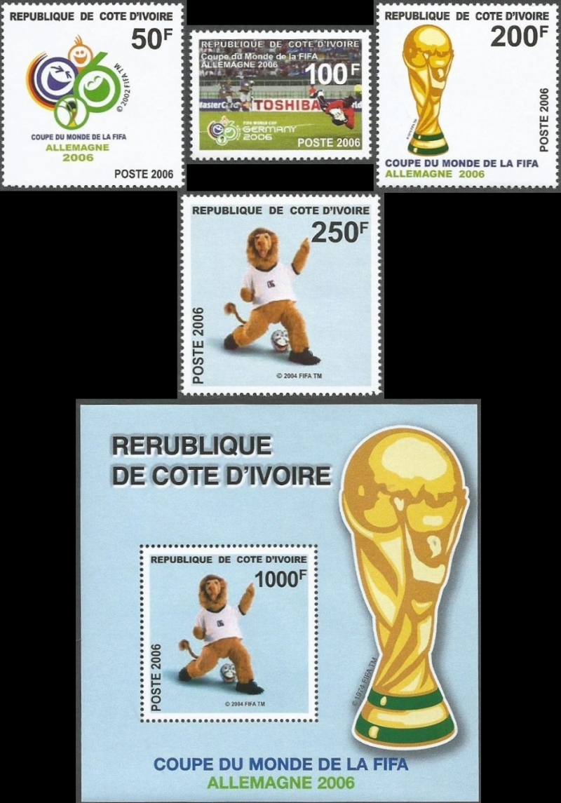 Ivory Coast 2006 World Cup Soccer (FIFA) Scott 1178-1182 Ivory Coast 2006 World Cup Soccer (FIFA) Scott 1178-1182