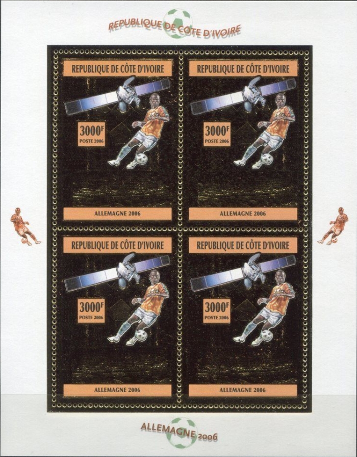Ivory Coast 2006 World Cup Soccer Gold Foil Block Souvenir Sheet Ivory Coast 2006 World Cup Soccer Gold Foil Block Souvenir Sheet