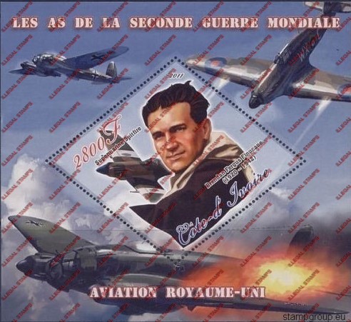 Ivory Coast 2011 World War II British Aviators Illegal Stamp Souvenir Sheet of 1 Ivory Coast 2011 World War II British Aviators Illegal Stamp Souvenir Sheet of 1