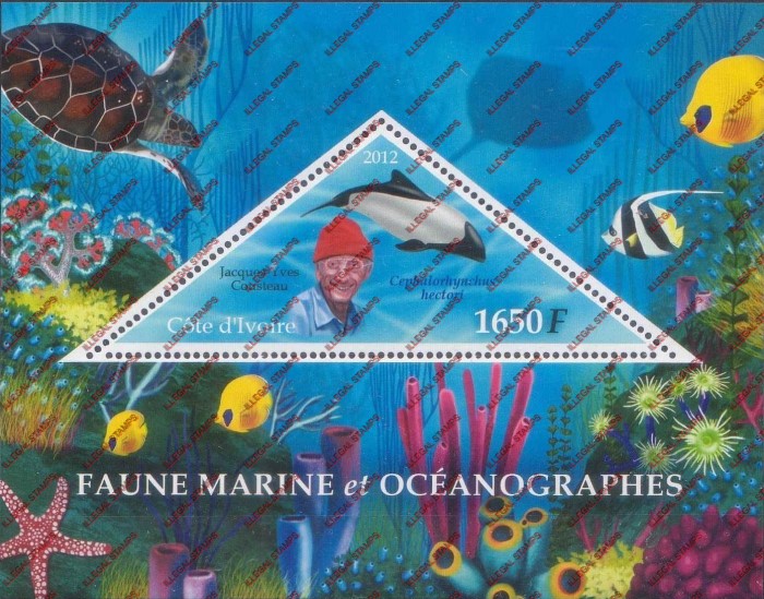 Ivory Coast 2012 Marine Fauna Illegal Stamp Souvenir Sheet of 1 Ivory Coast 2012 Marine Fauna Illegal Stamp Souvenir Sheet of 1