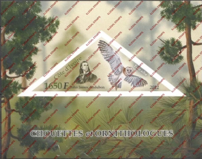 Ivory Coast 2012 Owls Illegal Stamp Souvenir Sheet of 1 Ivory Coast 2012 Owls Illegal Stamp Souvenir Sheet of 1