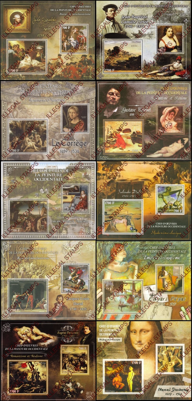 Ivory Coast 2013 Art Impressionism Paintings Illegal Stamp Souvenir Sheets of 2 (part 2) Ivory Coast 2013 Art Impressionism Paintings Illegal Stamp Souvenir Sheets of 2 (part 2)
