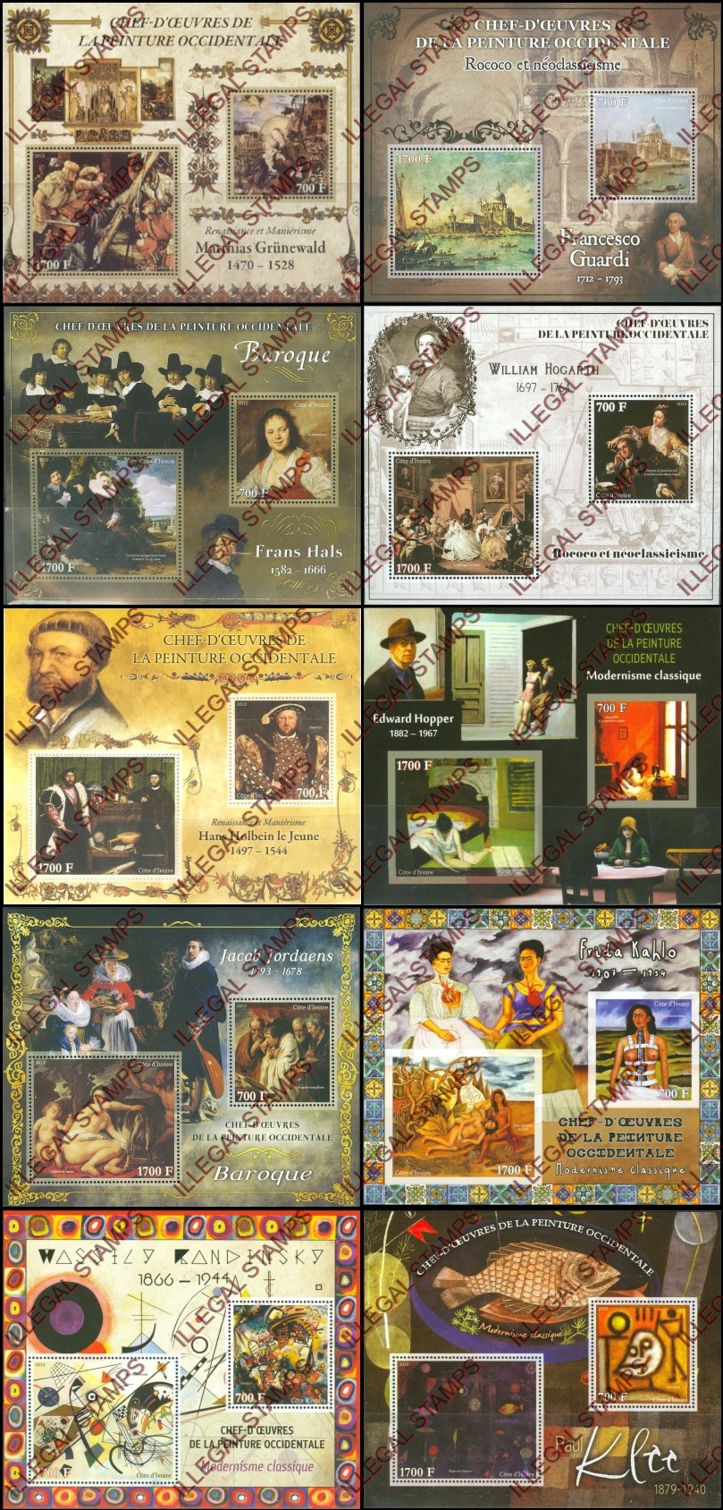 Ivory Coast 2013 Art Impressionism Paintings Illegal Stamp Souvenir Sheets of 2 (part 4) Ivory Coast 2013 Art Impressionism Paintings Illegal Stamp Souvenir Sheets of 2 (part 4)