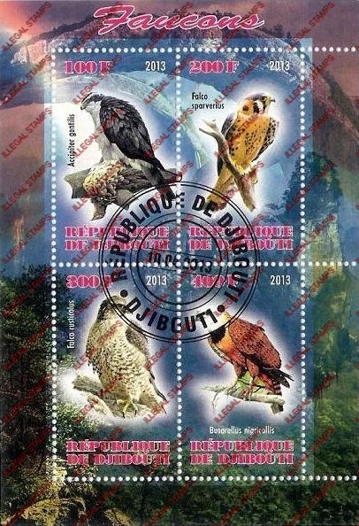 Ivory Coast 2013 Falcons Illegal Stamp Souvenir Sheet of 4 Ivory Coast 2013 Falcons Illegal Stamp Souvenir Sheet of 4