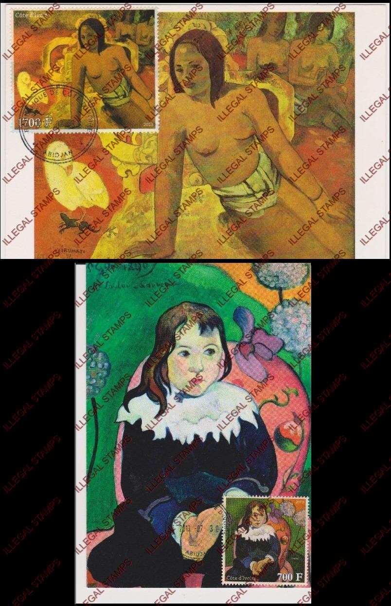 Ivory Coast 2013 Paul Gauguin Fake Maxi-cards Ivory Coast 2013 Paul Gauguin Fake Maxi-cards