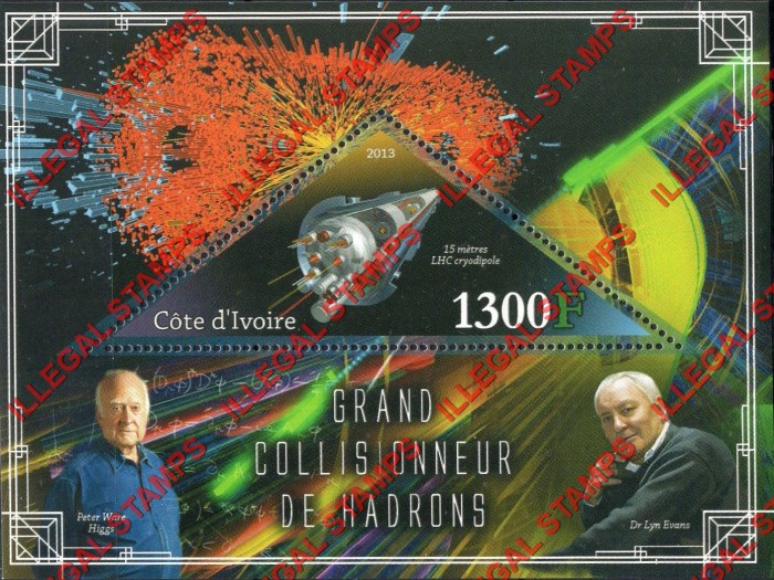 Ivory Coast 2013 Science Large Hadron Collider Illegal Stamp Souvenir Sheet of 1 Ivory Coast 2013 Science Large Hadron Collider Illegal Stamp Souvenir Sheet of 1