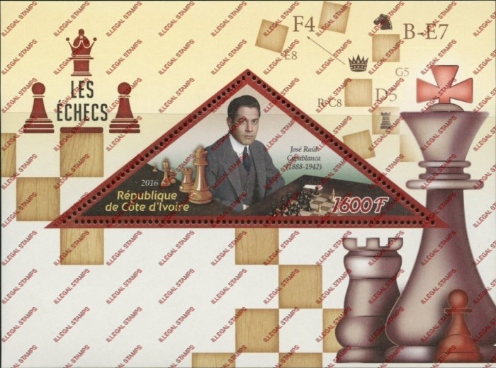 Ivory Coast 2016 Chess Illegal Stamp Souvenir Sheet of 1 Ivory Coast 2016 Chess Illegal Stamp Souvenir Sheet of 1