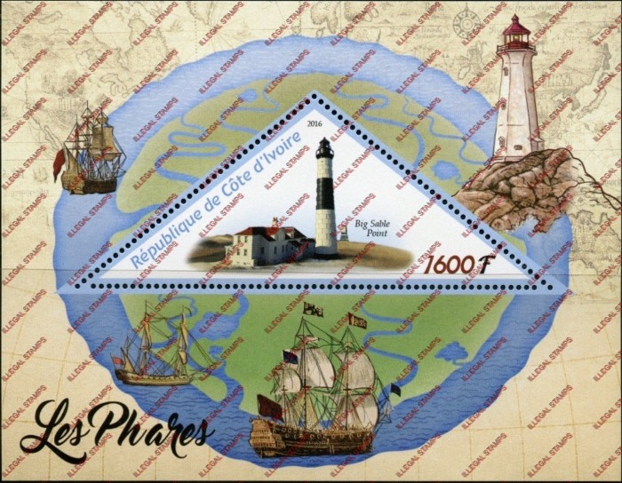Ivory Coast 2016 Lighthouses Illegal Stamp Souvenir Sheet of 1 Ivory Coast 2016 Lighthouses Illegal Stamp Souvenir Sheet of 1