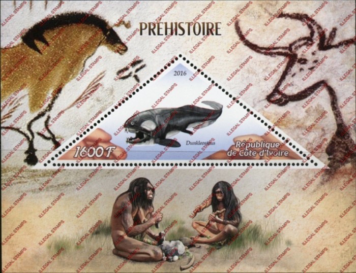 Ivory Coast 2016 Prehistoric Animals Illegal Stamp Souvenir Sheet of 1 Ivory Coast 2016 Prehistoric Animals Illegal Stamp Souvenir Sheet of 1