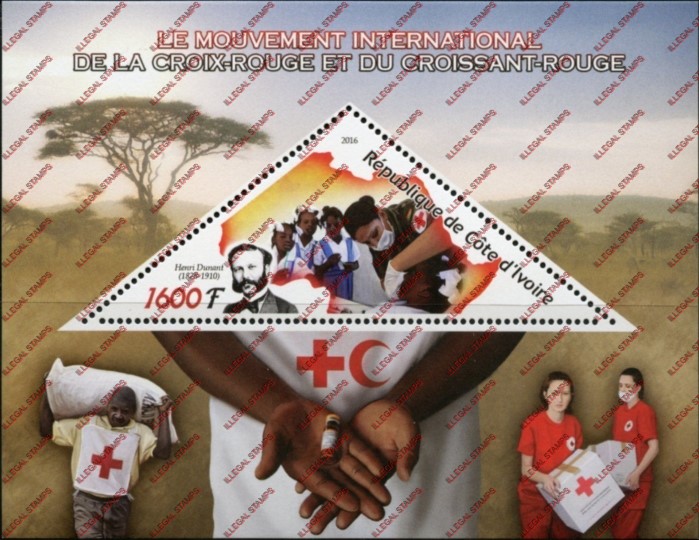 Ivory Coast 2016 Red Cross Illegal Stamp Souvenir Sheet of 1 Ivory Coast 2016 Red Cross Illegal Stamp Souvenir Sheet of 1