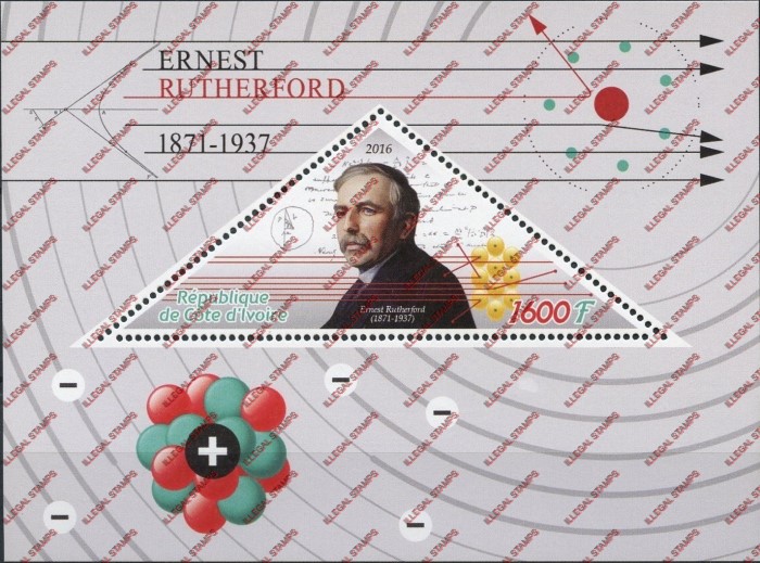 Ivory Coast 2016 Science Ernst Rutherford Illegal Stamp Souvenir Sheet of 1 Ivory Coast 2016 Science Ernst Rutherford Illegal Stamp Souvenir Sheet of 1