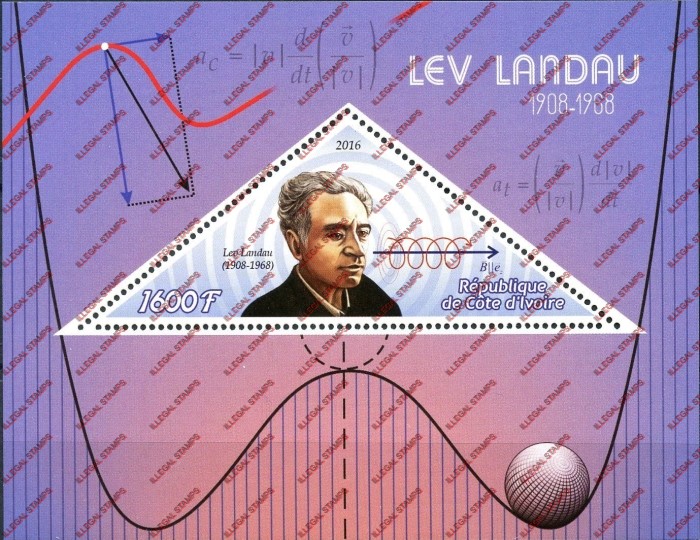 Ivory Coast 2016 Science Lev Landau Illegal Stamp Souvenir Sheet of 1 Ivory Coast 2016 Science Lev Landau Illegal Stamp Souvenir Sheet of 1