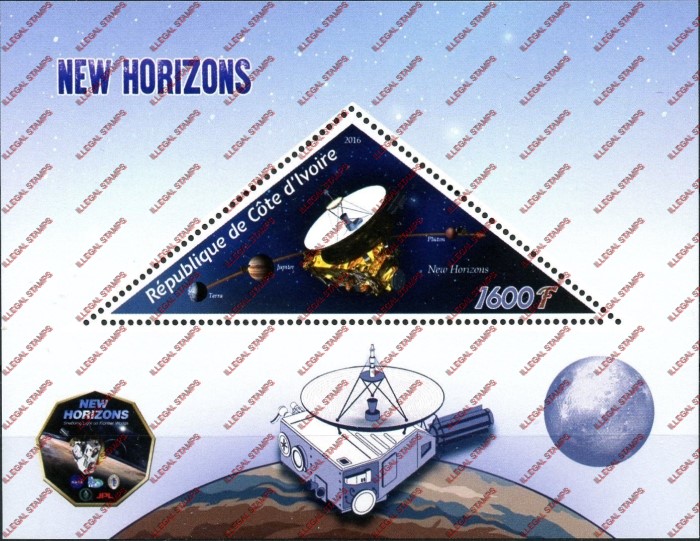 Ivory Coast 2016 Space New Horizons Illegal Stamp Souvenir Sheet of 1 Ivory Coast 2016 Space New Horizons Illegal Stamp Souvenir Sheet of 1