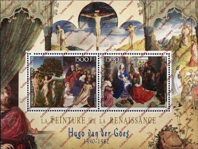 Ivory Coast 2017 Art Paintings Hugo van der Goes Illegal Stamp Souvenir Sheet of 2 Ivory Coast 2017 Art Paintings Hugo van der Goes Illegal Stamp Souvenir Sheet of 2