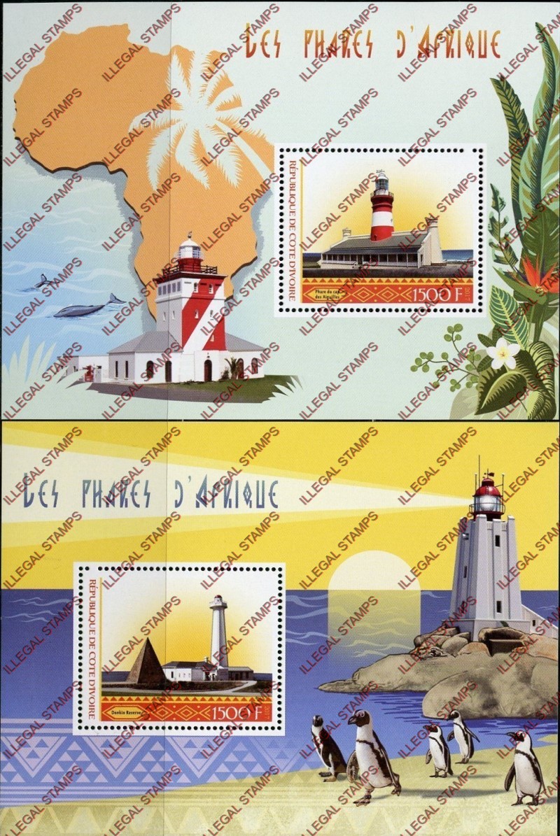 Ivory Coast 2017 Lighthouses Illegal Stamp Souvenir Sheets of 1 Ivory Coast 2017 Lighthouses Illegal Stamp Souvenir Sheets of 1