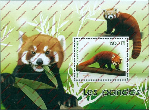 Ivory Coast 2017 Pandas Illegal Stamp Souvenir Sheet of 1 Ivory Coast 2017 Pandas Illegal Stamp Souvenir Sheet of 1