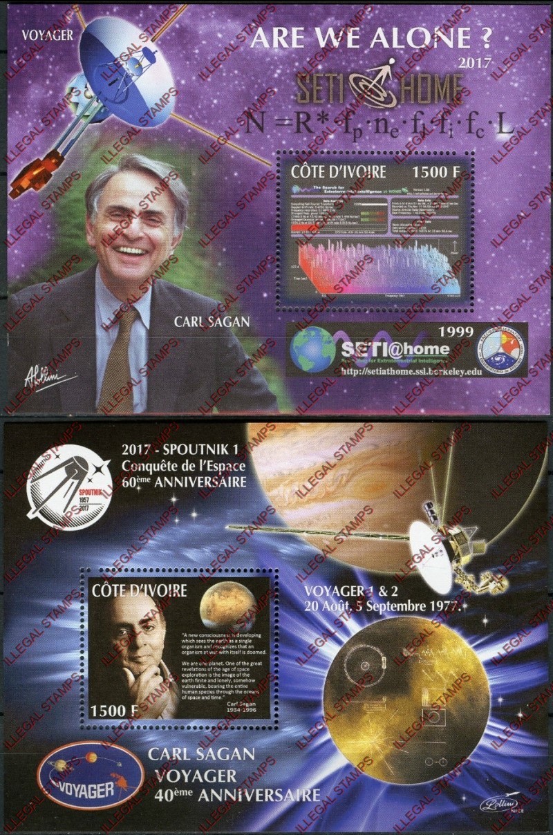 Ivory Coast 2017 Space Carl Sagan Illegal Stamp Souvenir Sheets of 1 Ivory Coast 2017 Space Carl Sagan Illegal Stamp Souvenir Sheets of 1
