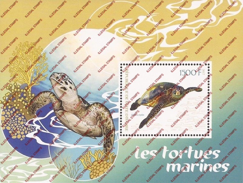 Ivory Coast 2017 Turtles Illegal Stamp Souvenir Sheet of 1 Ivory Coast 2017 Turtles Illegal Stamp Souvenir Sheet of 1