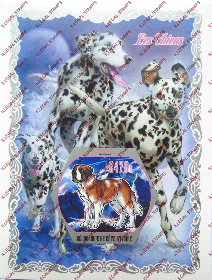 Ivory Coast 2018 Dogs Illegal Stamp Souvenir Sheet of 1