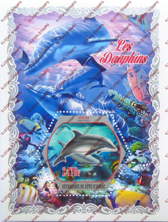 Ivory Coast 2018 Dolphins Illegal Stamp Souvenir Sheet of 1