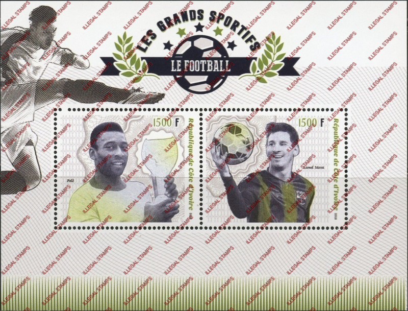 Ivory Coast 2018 Soccer Illegal Stamp Souvenir Sheet of 2