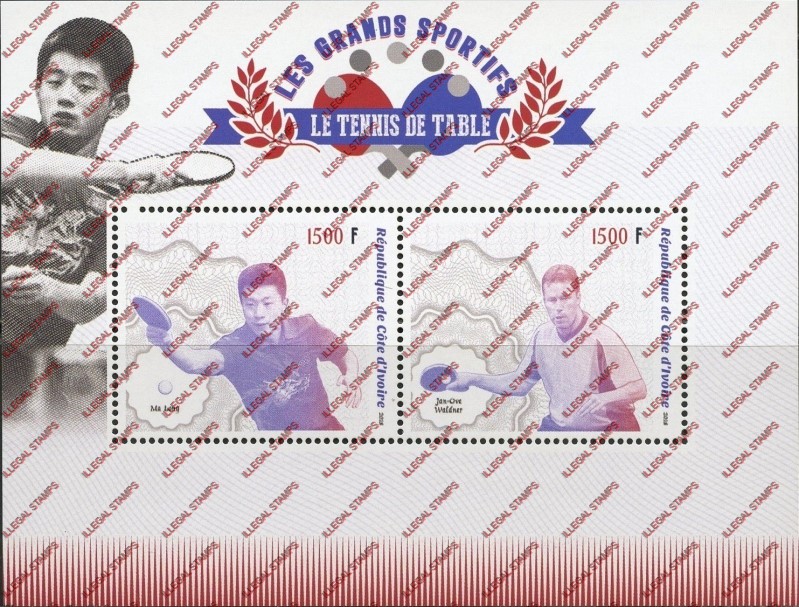 Ivory Coast 2018 Table Tennis Illegal Stamp Souvenir Sheet of 2