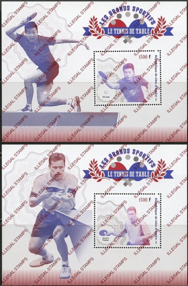 Ivory Coast 2018 Table Tennis Illegal Stamp Souvenir Sheets of 1