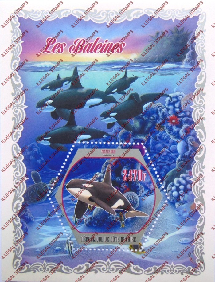Ivory Coast 2018 Whales Illegal Stamp Souvenir Sheet of 1