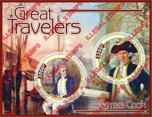 Ivory Coast 2019 Great Travelers Captain James Cook Illegal Stamp Souvenir Sheet of 2 Ivory Coast 2019 Great Travelers Captain James Cook Illegal Stamp Souvenir Sheet of 2