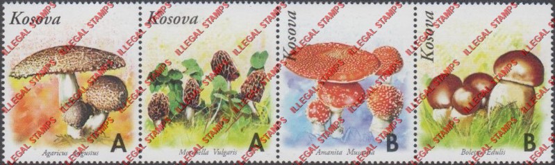 Kosovo 1999 Inscribed Kosova Mushrooms Counterfeit Illegal Stamp Strip of 4 Kosovo 1999 Inscribed Kosova Mushrooms Counterfeit Illegal Stamp Strip of 4
