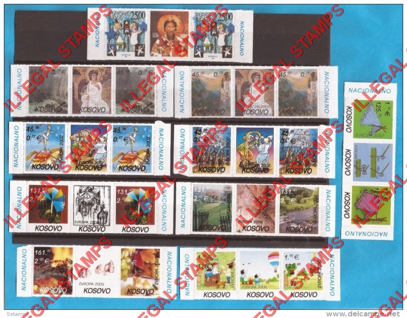 2000-2007 Kosovo Counterfeit Illegal Stamp Strips Sold by sstamps on Delcampe 2000-2007 Kosovo Counterfeit Illegal Stamp Strips Sold by sstamps on Delcampe