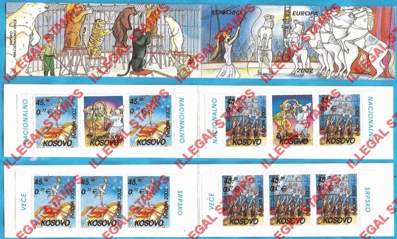 Kosovo 2002 EUROPA Circus Counterfeit Illegal Stamp Booklets Kosovo 2002 EUROPA Circus Counterfeit Illegal Stamp Booklets
