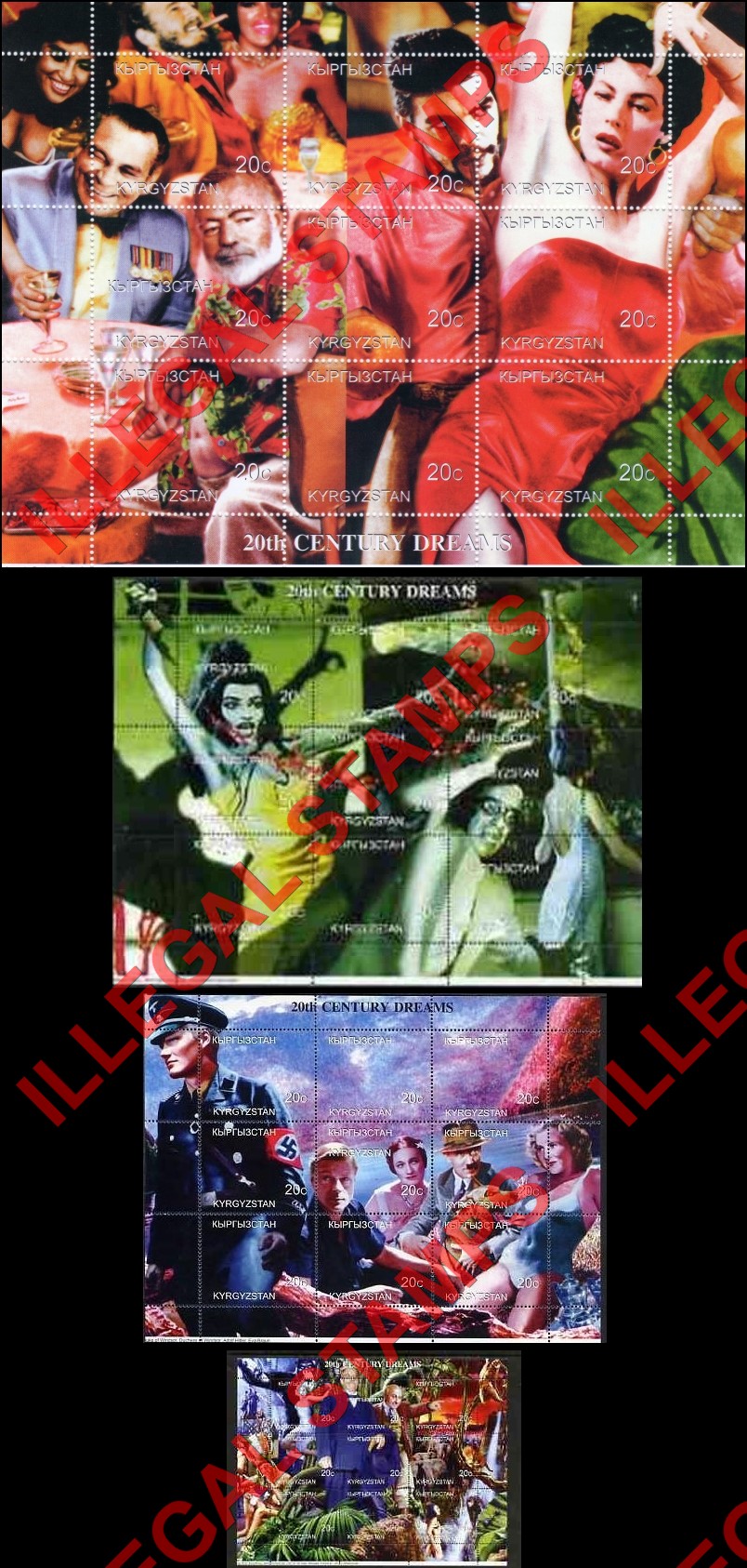 Kyrgyzstan 1999 20th Century Dreams Illegal Stamp Sheetlets of Nine (Part 2) Kyrgyzstan 1999 20th Century Dreams Illegal Stamp Sheetlets of Nine (Part 2)