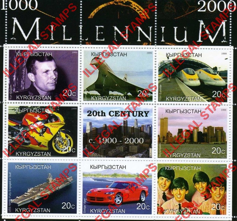 Kyrgyzstan 1999 Millennium Series 20th Century Illegal Stamp Souvenir Sheet of 6 (Sheet 3) Kyrgyzstan 1999 Millennium Series 20th Century Illegal Stamp Souvenir Sheet of 6 (Sheet 3)