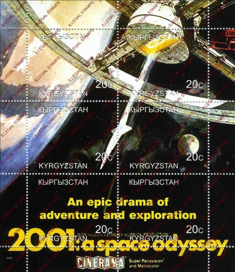Kyrgyzstan 2000 2001 A Space Odyssey Illegal Stamp Sheetlet of Six Kyrgyzstan 2000 2001 A Space Odyssey Illegal Stamp Sheetlet of Six