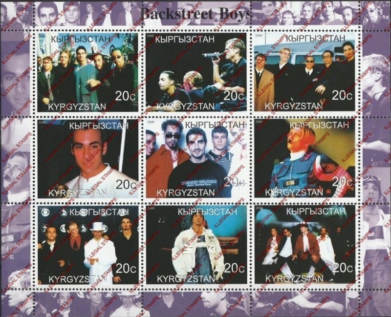 Kyrgyzstan 2000 Backstreet Boys Illegal Stamp Sheetlet of Nine Kyrgyzstan 2000 Backstreet Boys Illegal Stamp Sheetlet of Nine