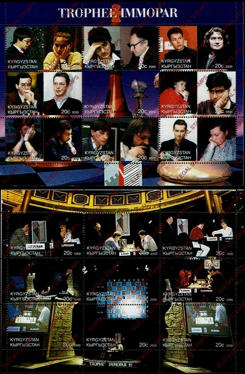 Kyrgyzstan 2000 Chess Trophee Immopar Illegal Stamp Sheetlets (Group 3) Kyrgyzstan 2000 Chess Trophee Immopar Illegal Stamp Sheetlets (Group 3)