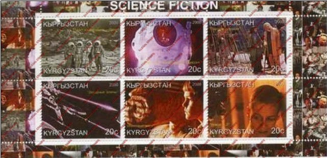 Kyrgyzstan 2000 Cinema Science Fiction Illegal Stamp Sheetlet of Six Kyrgyzstan 2000 Cinema Science Fiction Illegal Stamp Sheetlet of Six