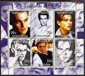 Kyrgyzstan 2000 Leonardo DiCaprio Illegal Stamp Sheetlet of Six Kyrgyzstan 2000 Leonardo DiCaprio Illegal Stamp Sheetlet of Six