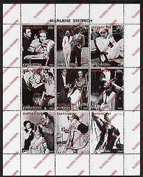 Kyrgyzstan 2000 Marlene Dietrich Illegal Stamp Sheetlet of Nine Kyrgyzstan 2000 Marlene Dietrich Illegal Stamp Sheetlet of Nine