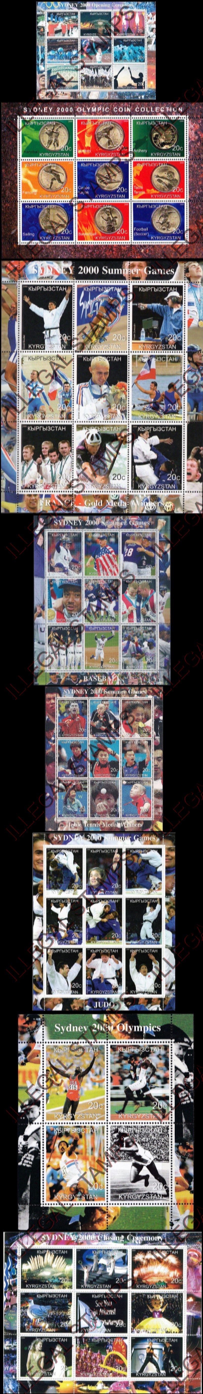 Kyrgyzstan 2000 Sydney Olympic Games Illegal Stamp Sheetlets Kyrgyzstan 2000 Sydney Olympic Games Illegal Stamp Sheetlets