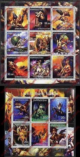 Kyrgyzstan 2001 Boris Vallejo Art Illegal Stamp Sheetlets Kyrgyzstan 2001 Boris Vallejo Art Illegal Stamp Sheetlets